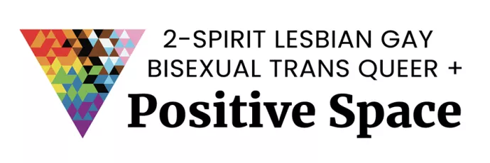 2 spirit lesbian gay bisexual trans queer positive space logo