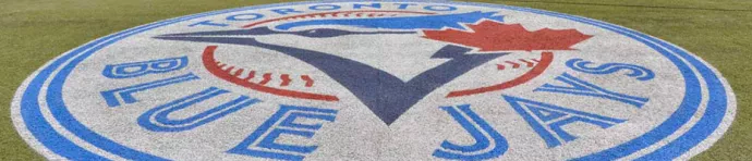 Toronto Blue Jays logo on baseball field