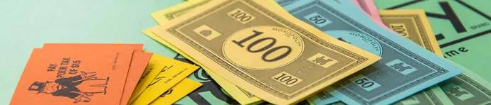 Close up of Monopoly money