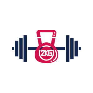 pink kettle bell equipment with navy blue weights