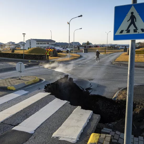 Crack in road in Iceland