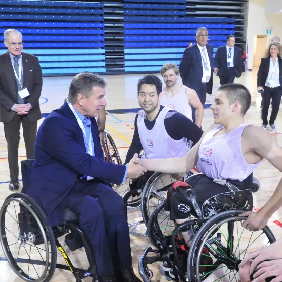 Wheelchair basketball event with Rick Hansen