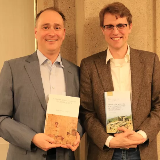 Professors Chrubasik and Revermann at the 2018 Celebration of Books at UTM