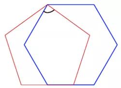 Regular hexagon and a regular pentagon overlapping