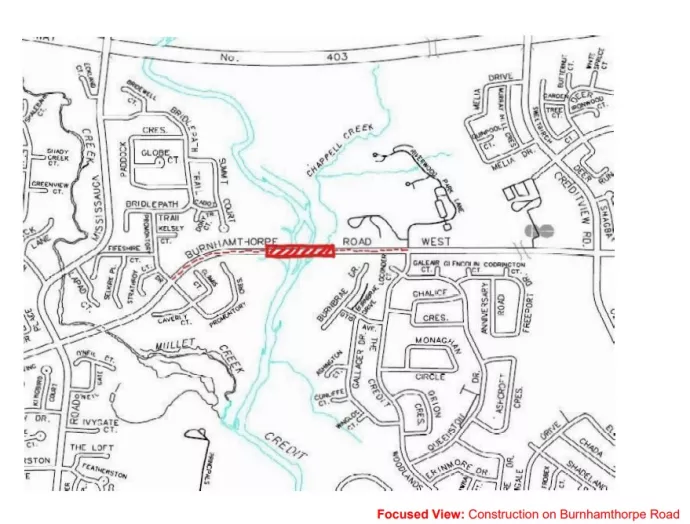 Municipal Roadwork overview image of Burnhamthorpe west