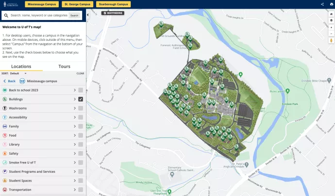 Digital map of UTM campus