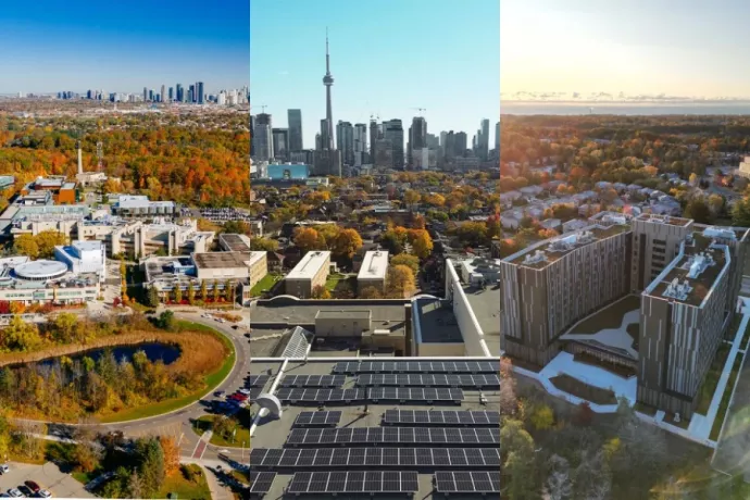 Aerial views of the three U of T campuses