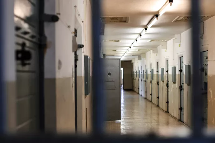 An empty prison hallway