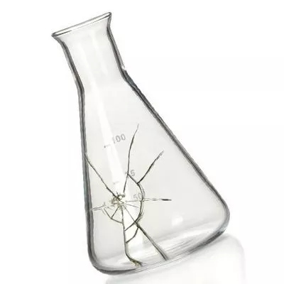 cracked scientific flask
