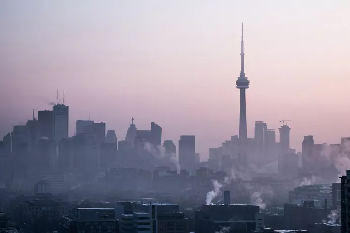 Toronto skyline with smog visible