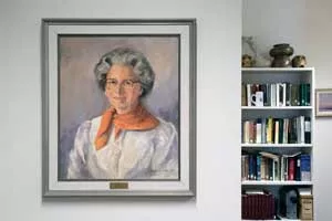A painting of Nancy Joy welcomes those who come to browse the archives of drawings from Grant’s Atlas of Anatomy (photo by Romi Levine)