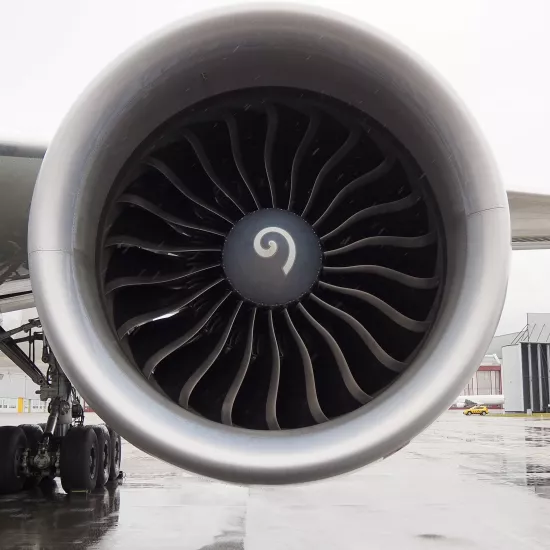 closeup of a plane engine