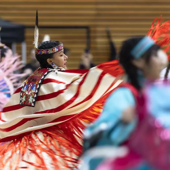 Indigenous dancers perform at the All-Nations Powwow, held on the UTM Campus