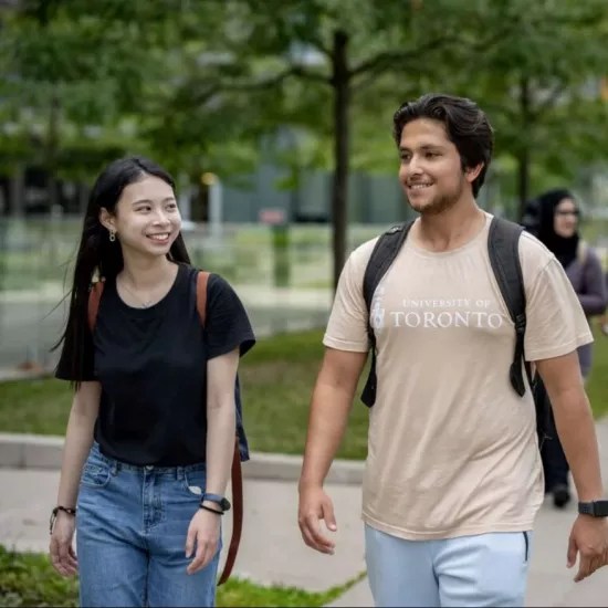 Students walk on U of T campus