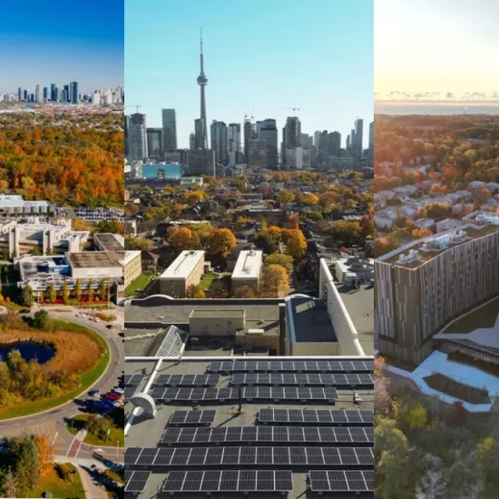 Aerial views of the three U of T campuses