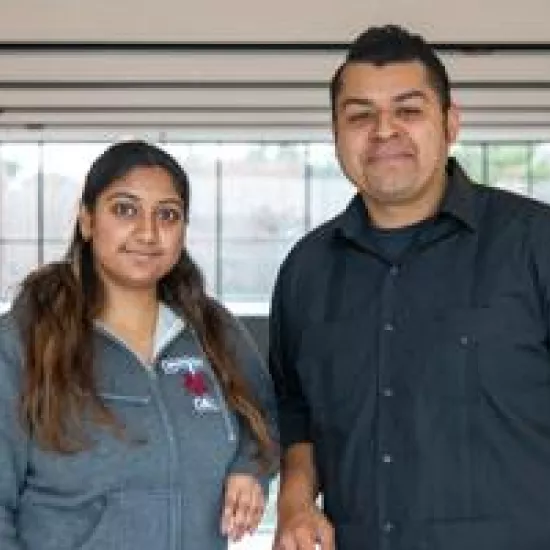 Assistant professor Jerry Flores and his research assistant, Aarthi Thota
