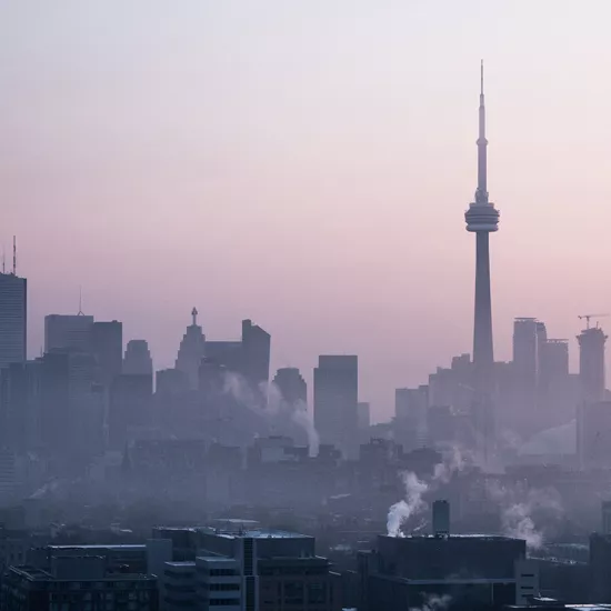 Toronto skyline with smog visible