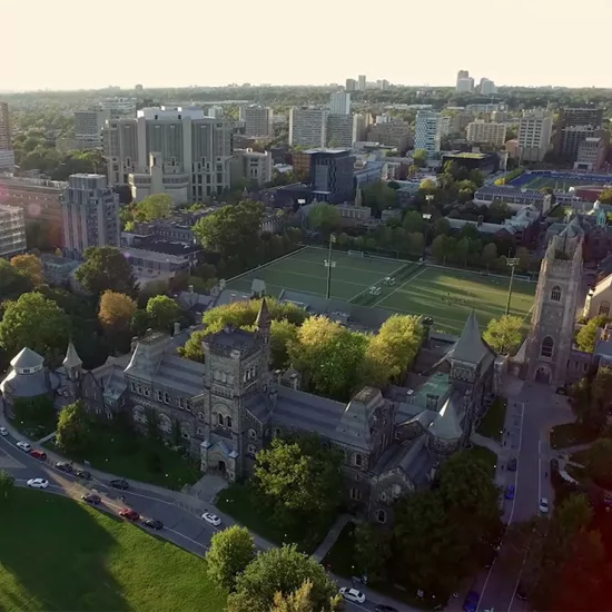 Aerial view of soccer fields at U of T