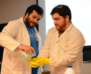 ROP students Stephan Singh and David Patch doing science