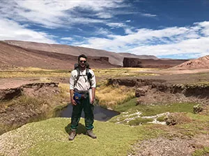 Photo of graduate student Mitchell McMillan in Argentina