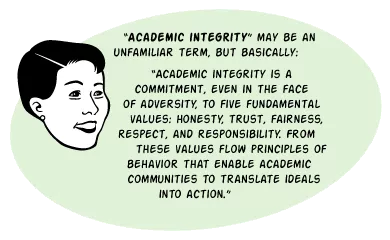 Cartoon explaining the definition of academic integrity
