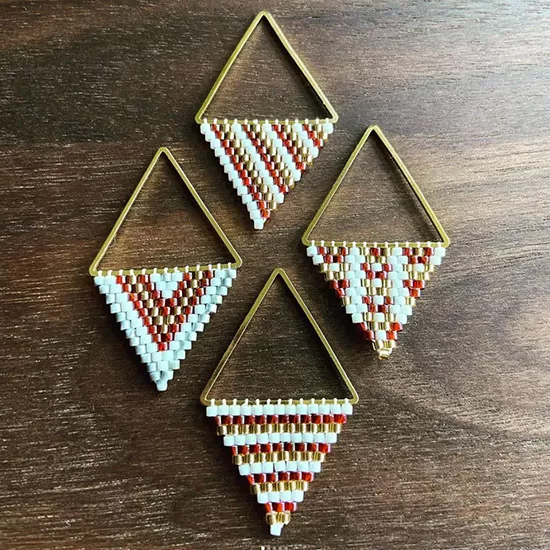 Four triangle beaded earrings