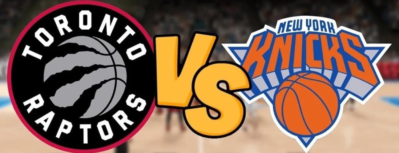 Toronto Raptors logo , VS in cartoon style, New York Knicks logo