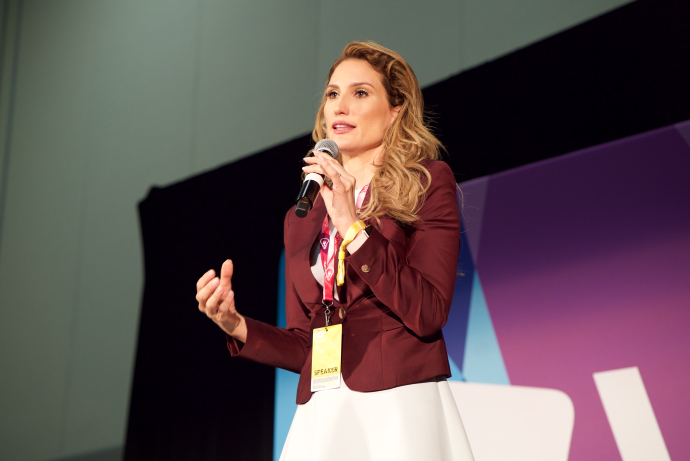 Photo of Lorraine D'Alessio speaking at an event