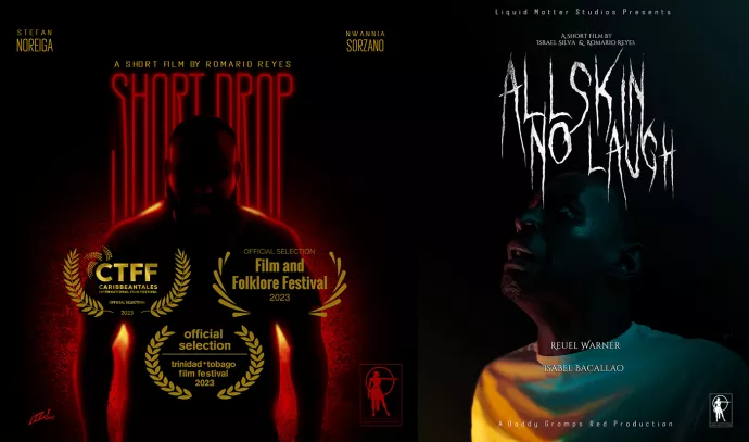 Movie posters for Short Drop and All Skin No Laugh