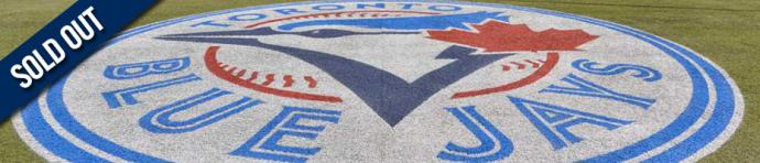 Toronto Blue Jays logo on baseball field with text overlay - SOLD OUT