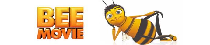 Cartoon bee laying on his side with text overlay Bee Movie