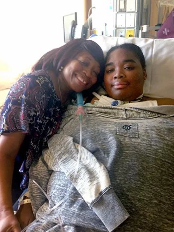 Carisse Samuel in the Hospital with her mother