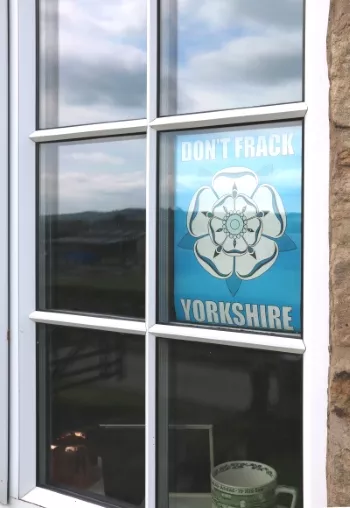 don't frack Yorkshire poster in a window