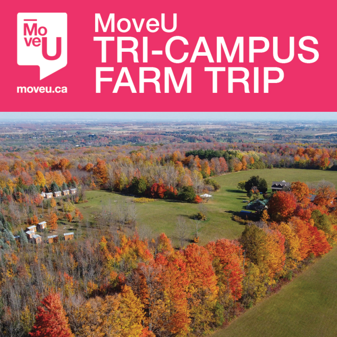 Tri-Campus Farm Trip: Hart House Farm banner with an image of the farm during the fall