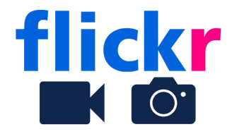 Flickr text with video camera & camera icon
