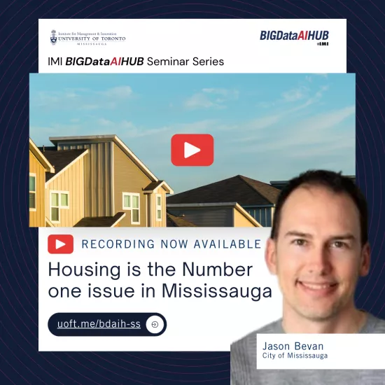Render of a YouTube play screen with the foloowng video title: Housing is the Number one Issue in Mississauga with Jason Bevan from the City of Mississauga