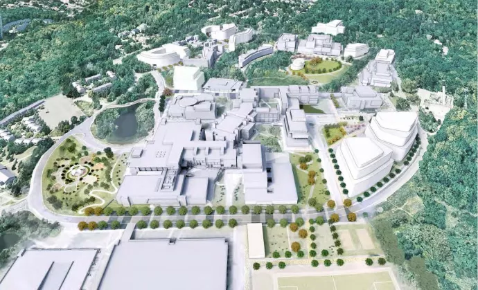 Conceptual Rendering of the UTM Campus by 2036, looking northwest