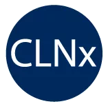 Round blue circle with the letters C L N X