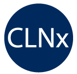 Round blue circle with the letters C L N X