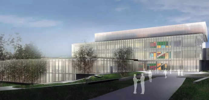 Rendering of front exterior of the New Science Building 