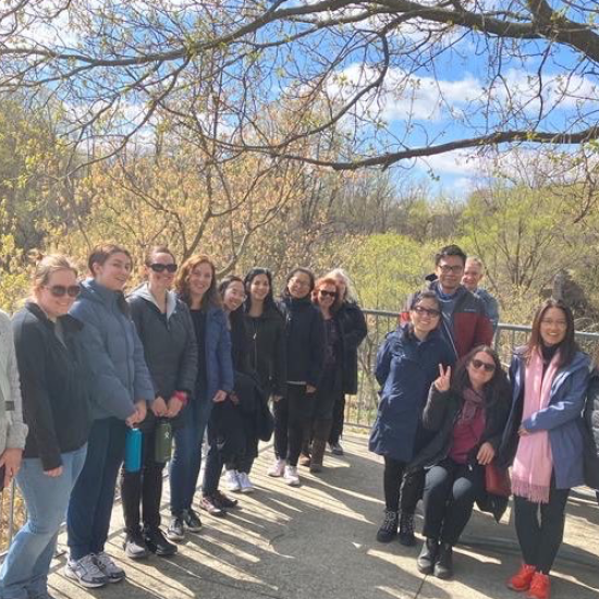 The staff from the Office of the Vice-Principal, Academic and Dean on a nature walk with Credit Valley Conservation in April