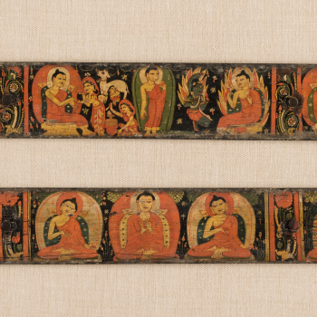 Pair of Buddhist Manuscript Covers: Scenes from the Buddha's Life, Buddhas with a Bodhisattva 