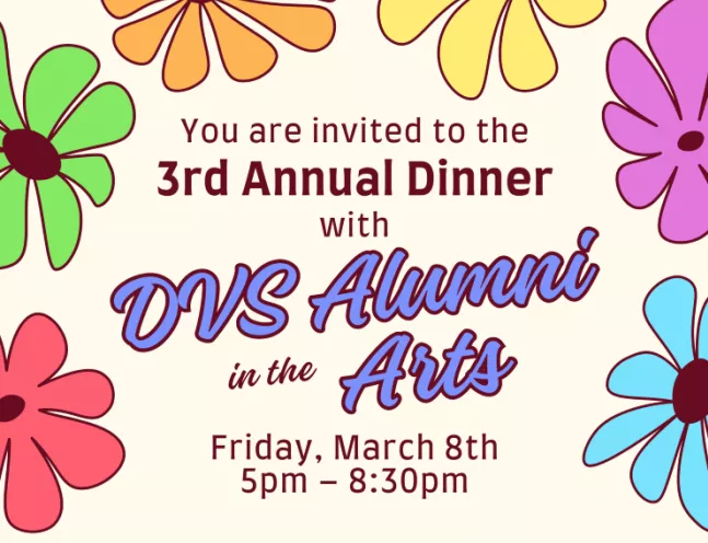 3rdAnnualAlumni Dinner in the Arts poster with event details