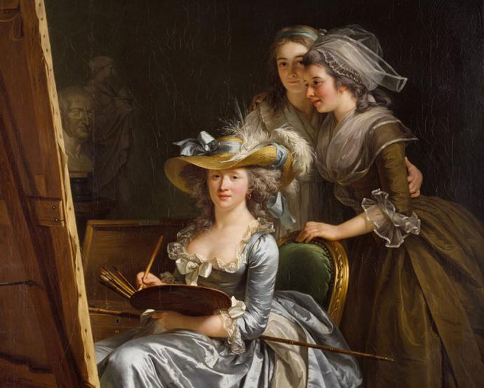 Painting of a self-portrait with two pupils by Labille Guiard