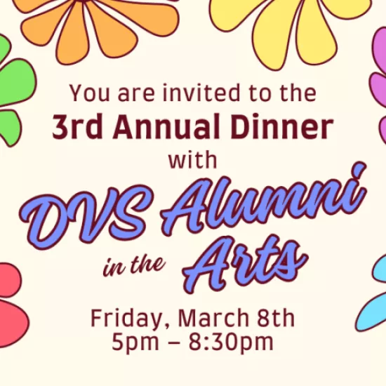 3rdAnnualAlumni Dinner in the Arts poster with event details