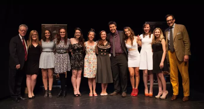 Fernie Scholarship Winners with Artistic Director  Patrick Young (L) and  Chair of English & Drama Holger Syme (R).