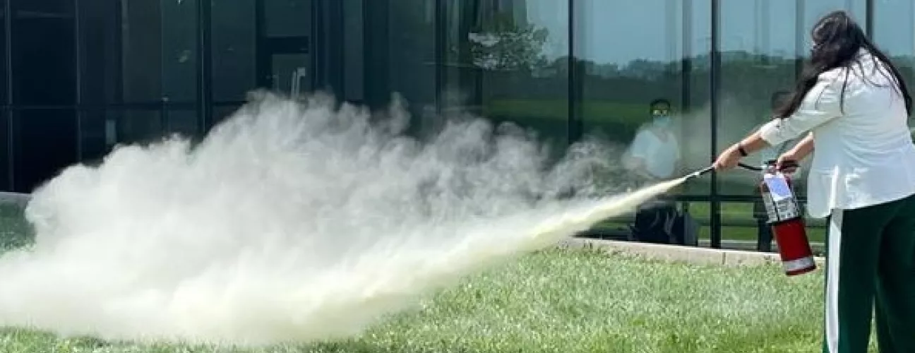 Spray from a Fire Extinguisher during training