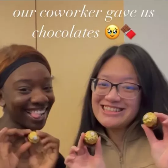 Our coworker gave us chocolates!