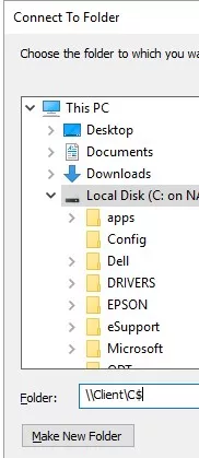 Connect to source the local folder