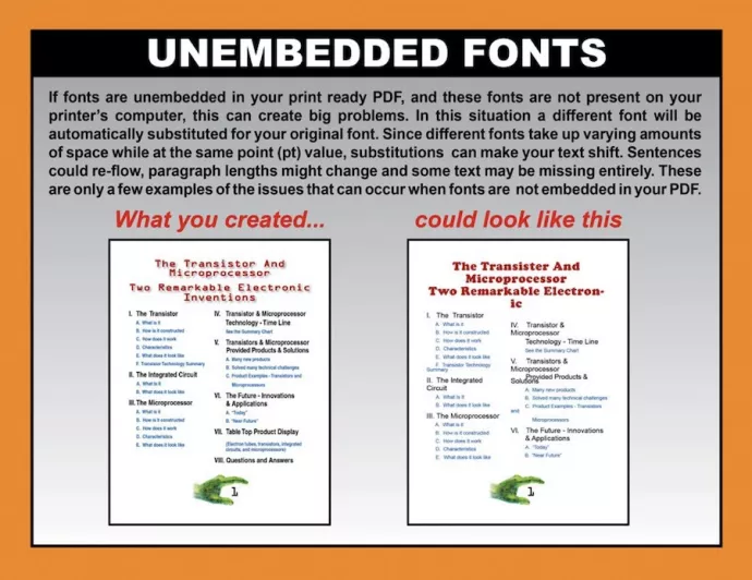 graphic of unembedded fonts